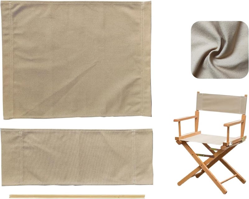 wonofa 1 Set Director Chair Canvas Replacement with Wood Stick,21.2" L x 16.1" W Portable Replacement Cover Canvas for Directors Chair,Casual Home Director Chairs Replacements Canvass (Khaki) (Khaki) - Image 1